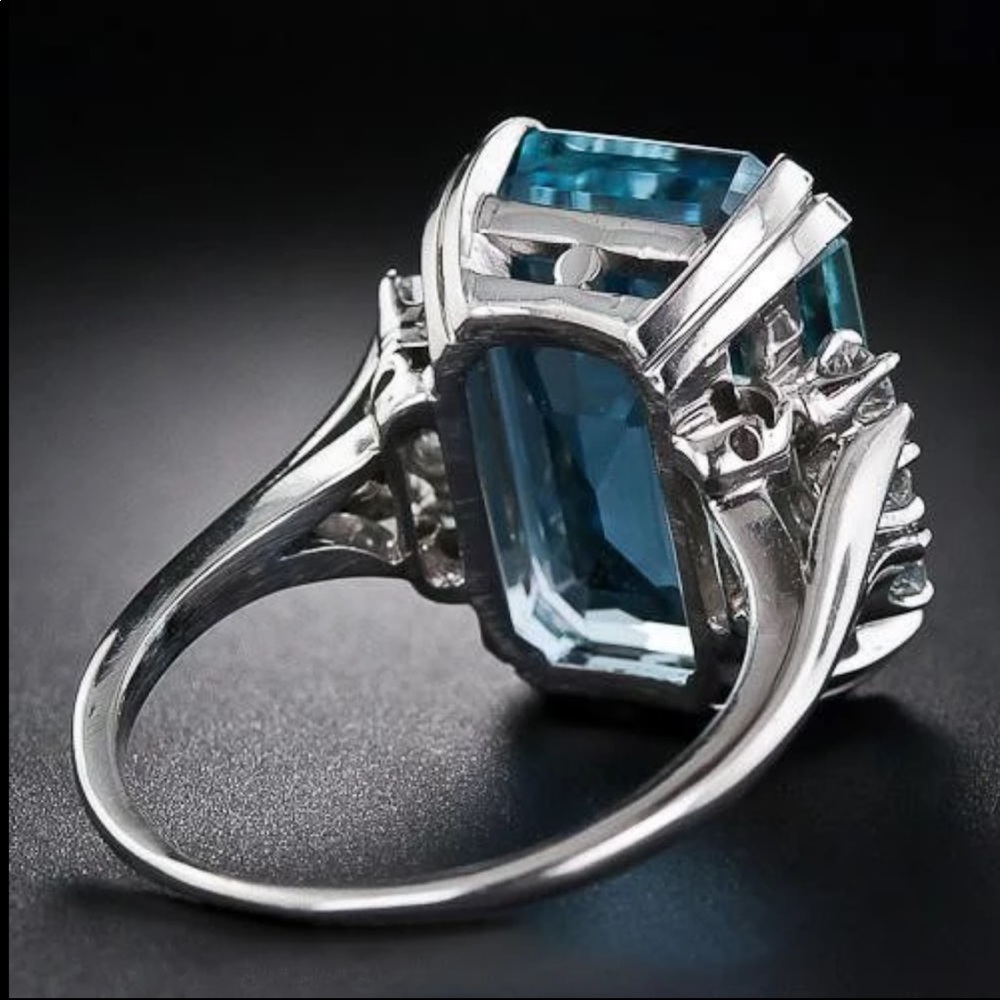 New Women’s 925 Silver Sapphire Bridal Ring - Picture 4 of 6